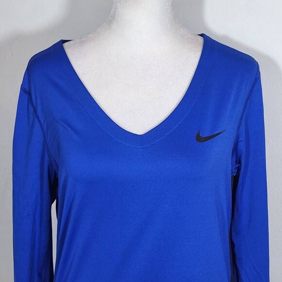 Nike Blue Long Sleeve Athletic Tee Size Large Nike Pro Blue Tee - Picture 3 of 10